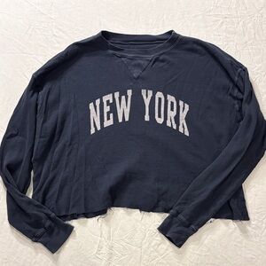 Brandy Melville Navy Blue "New York" Cropped Sweatshirt